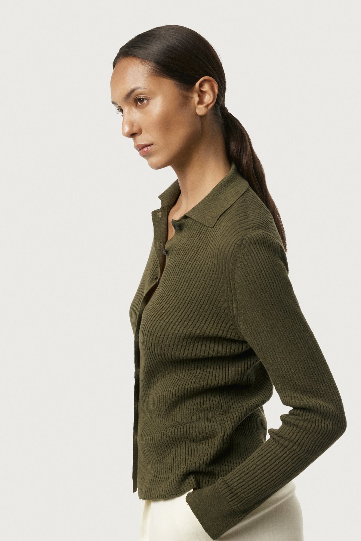 Geripptes Hemd aus Leinen/Baumwolle