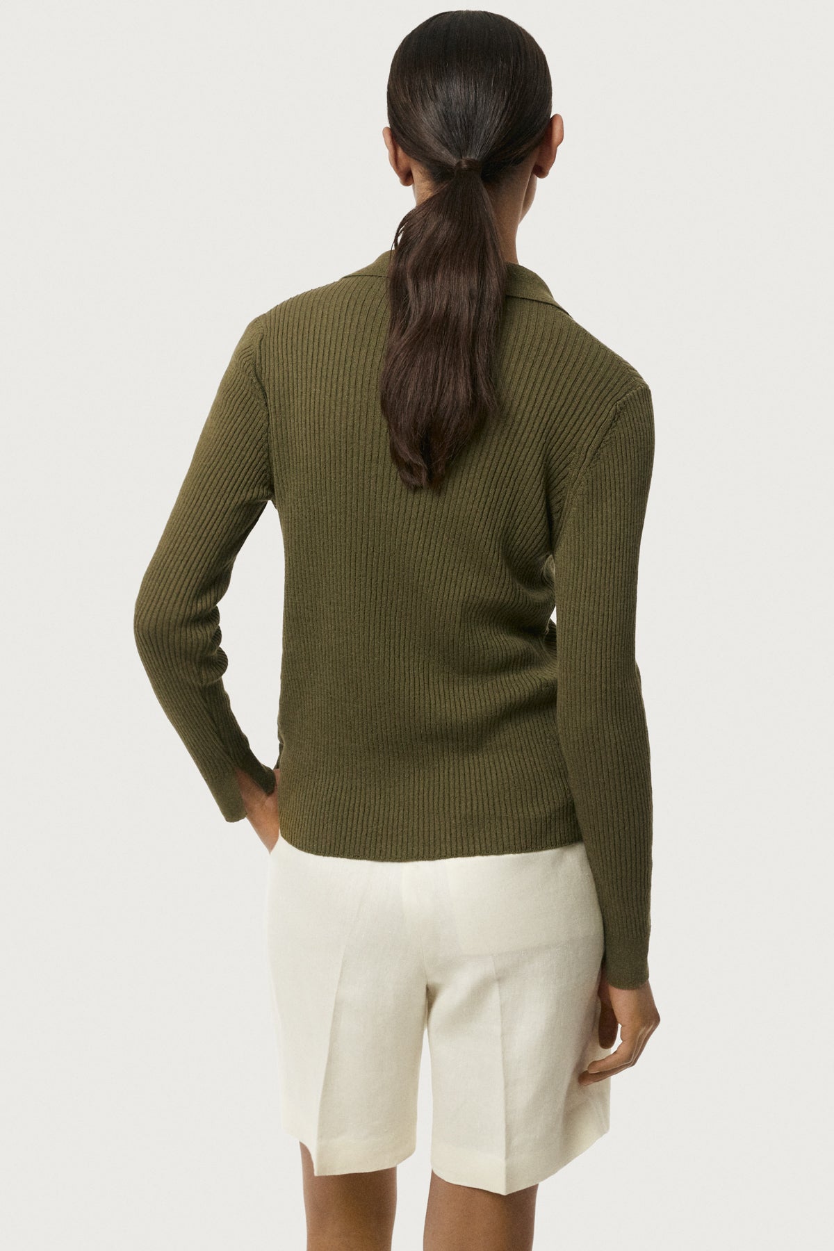 Geripptes Hemd aus Leinen/Baumwolle