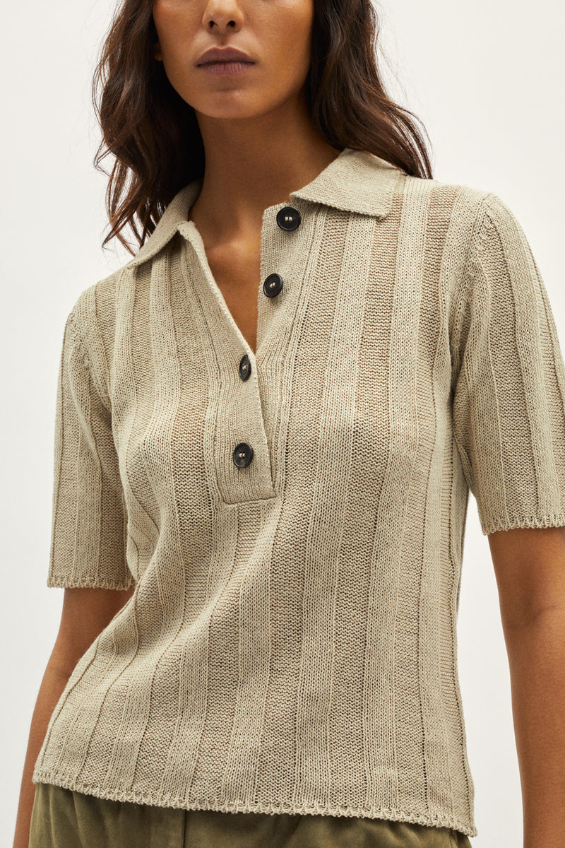 Undyed Greige | The Upcycled Linen Polo