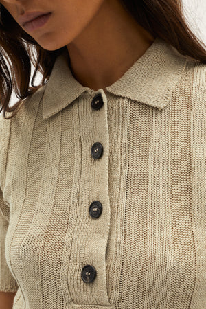 Undyed Greige | The Upcycled Linen Polo