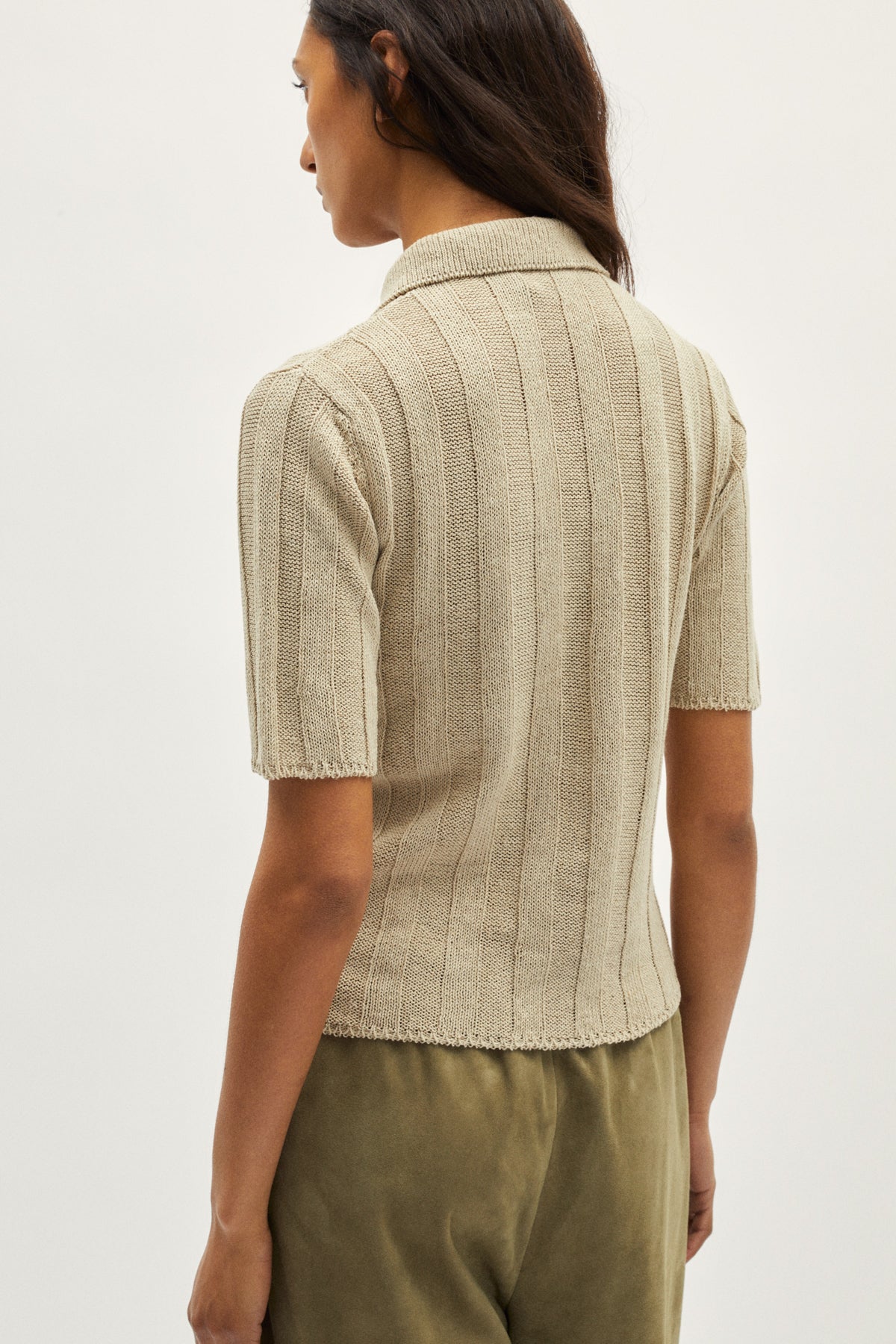 the upcycled linen polo undyed greige