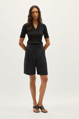 Black | The Linen Twill Bermuda Shorts