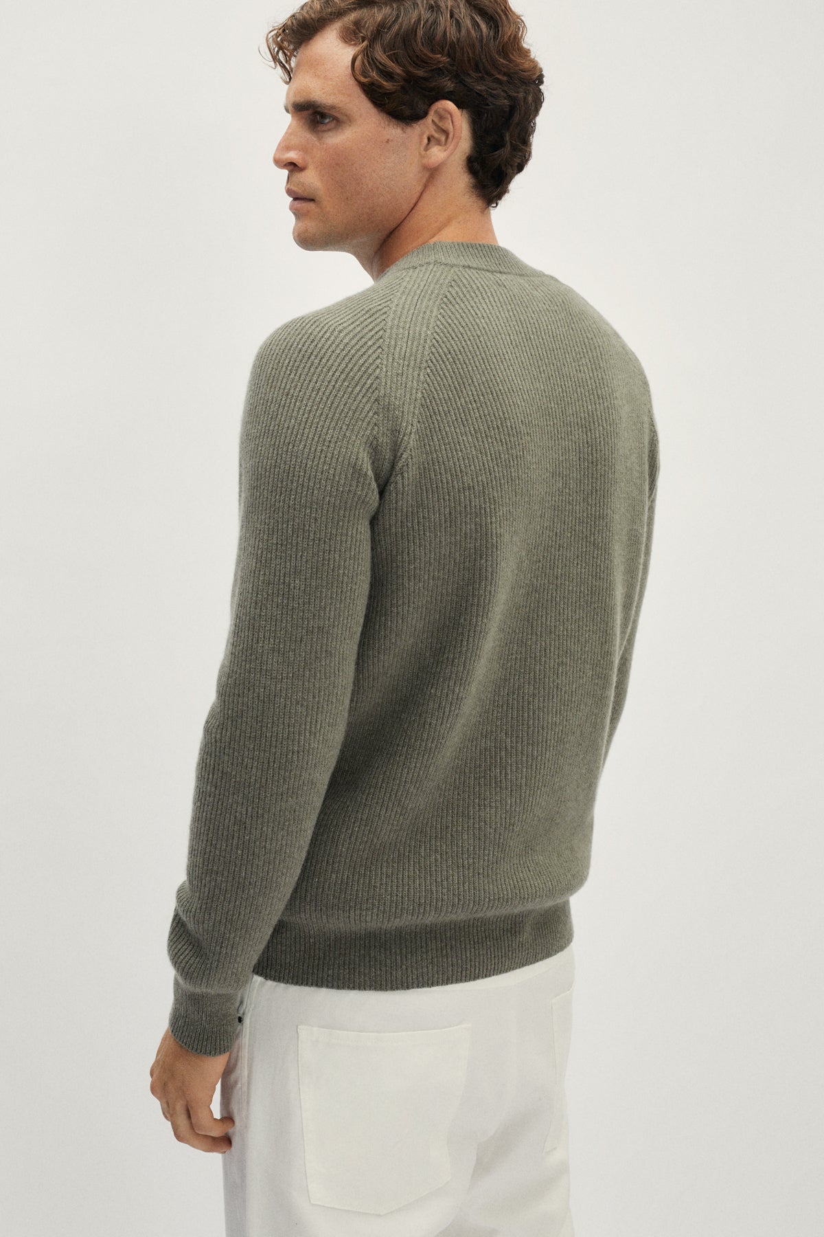 The Woolen Ribbed Raglan Sweater - dust green