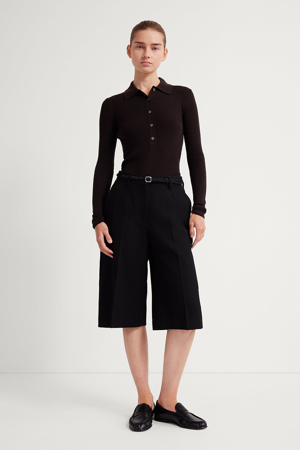 The Ultrasoft Wool Buttoned Polo Chocolate Brown