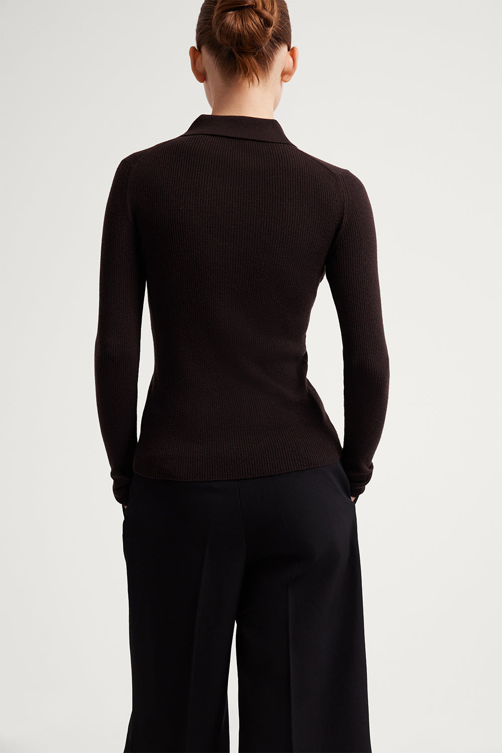 The Ultrasoft Wool Buttoned Polo Chocolate Brown