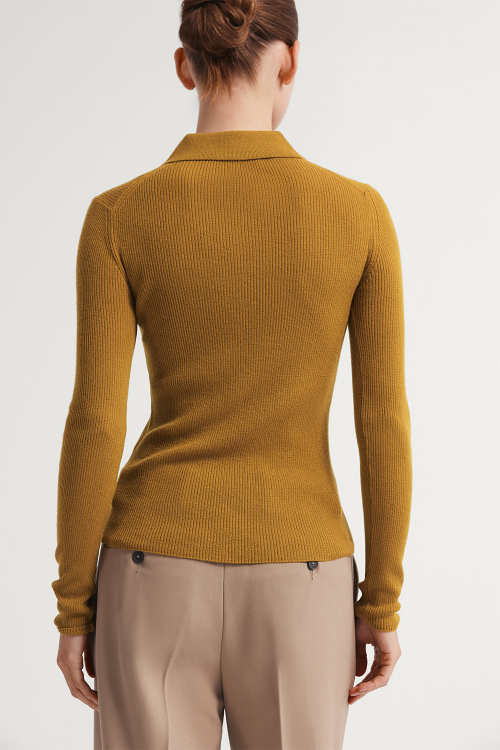 The Ultrasoft Wool Buttoned Polo Green Curry
