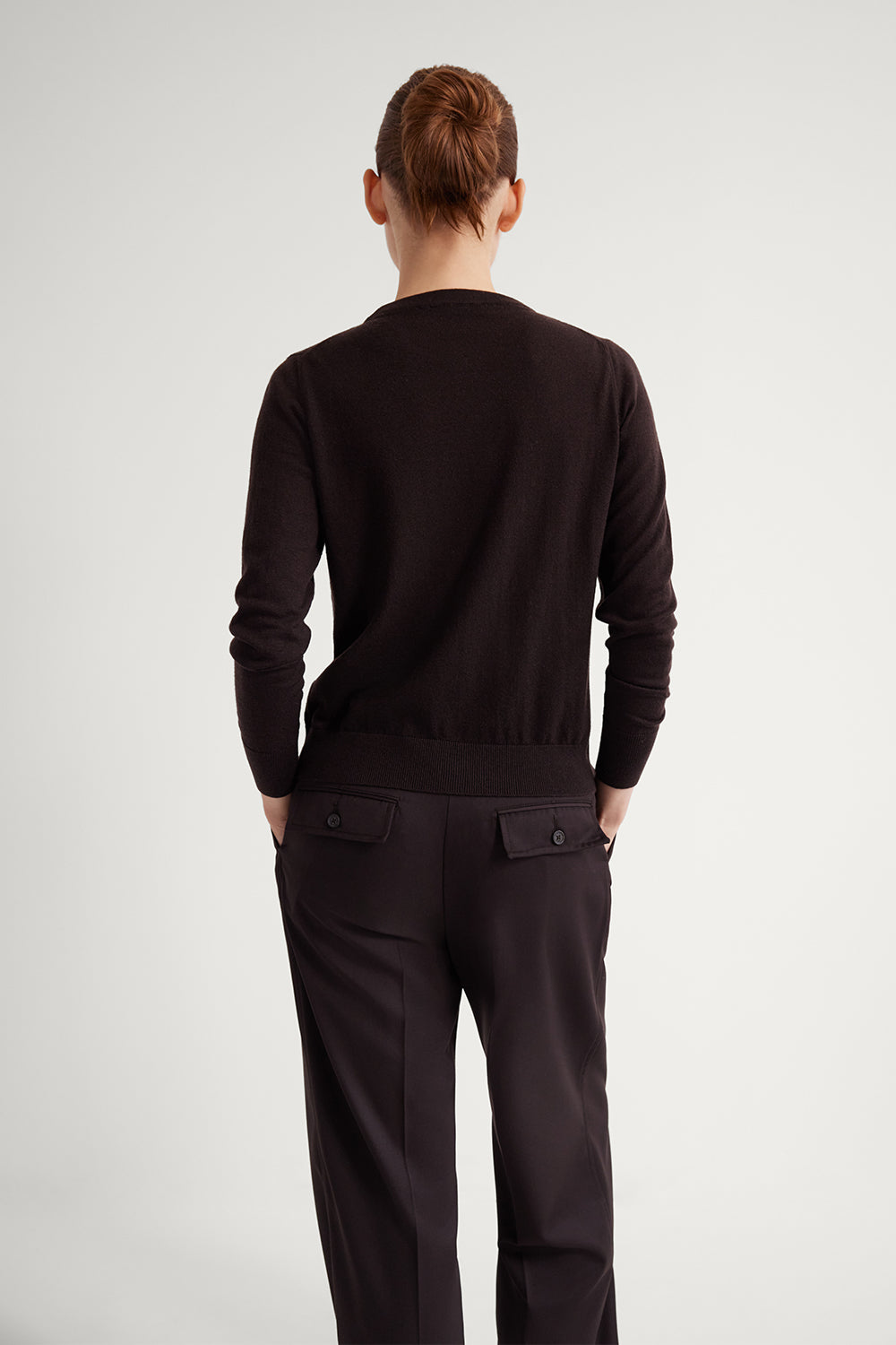 The Ultrasoft Wool Crewneck Cardigan Chocolate Brown
