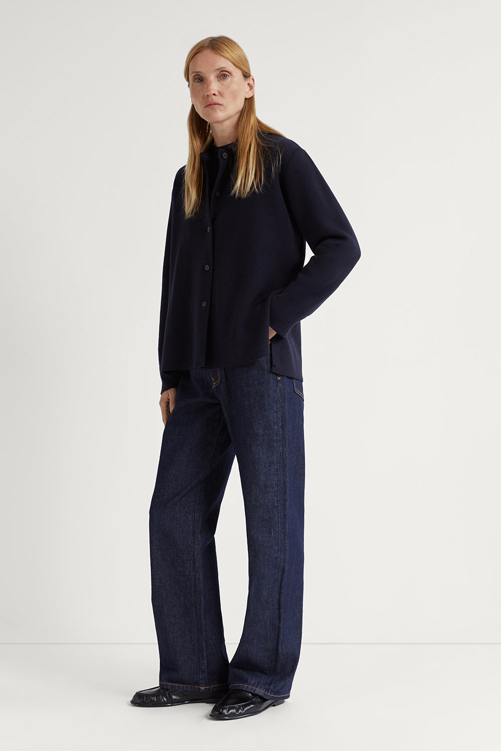 The Merino Wool Overshirt Oxford Blue