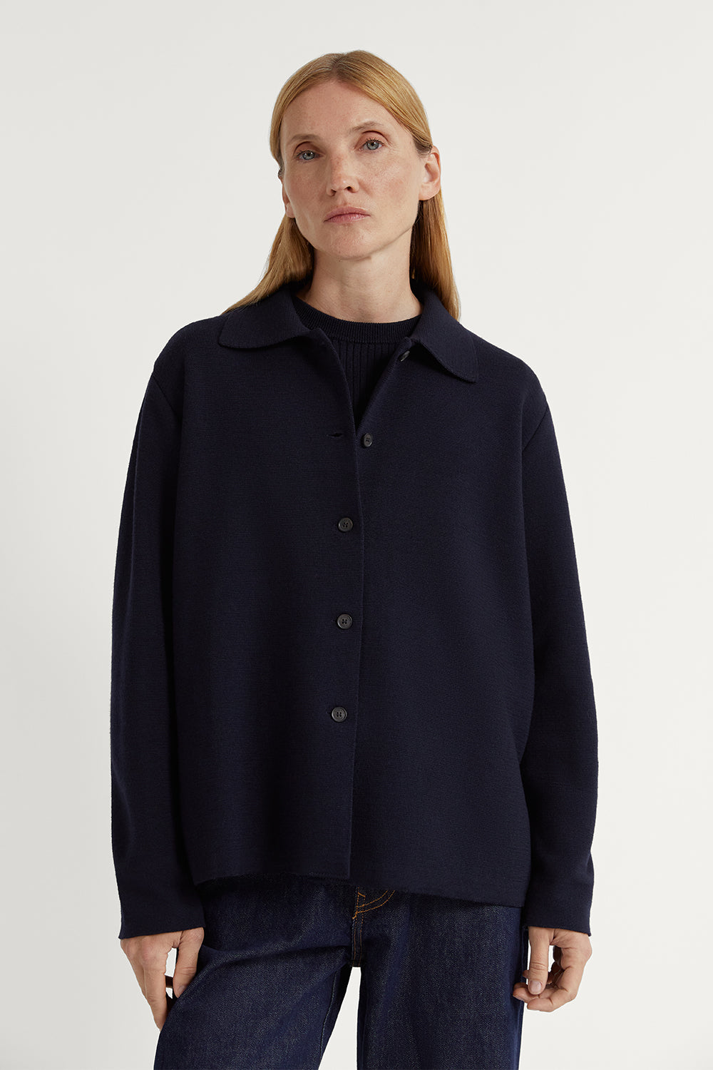 The Merino Wool Overshirt Oxford Blue