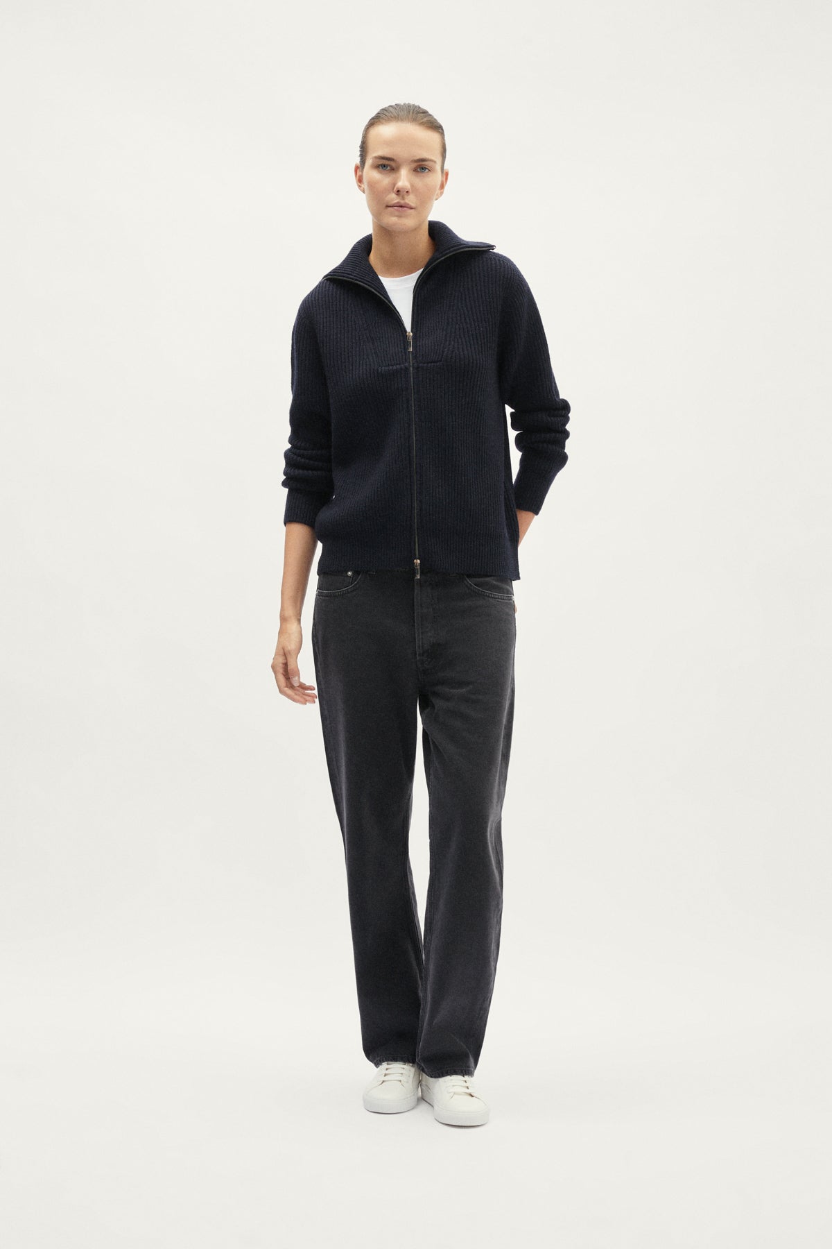 The Merino Wool Full-zip Cardigan - blue