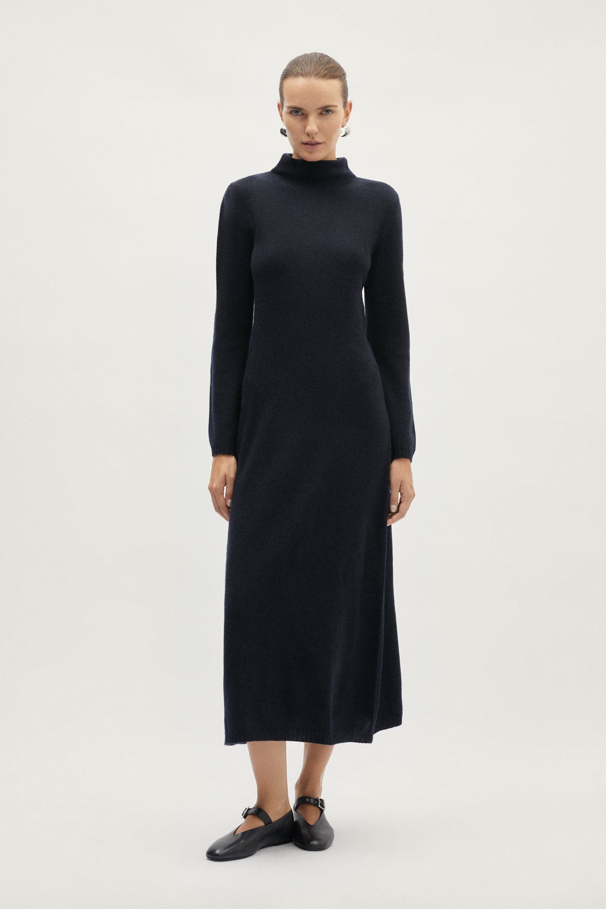 The Woolen Flared Dress - blue