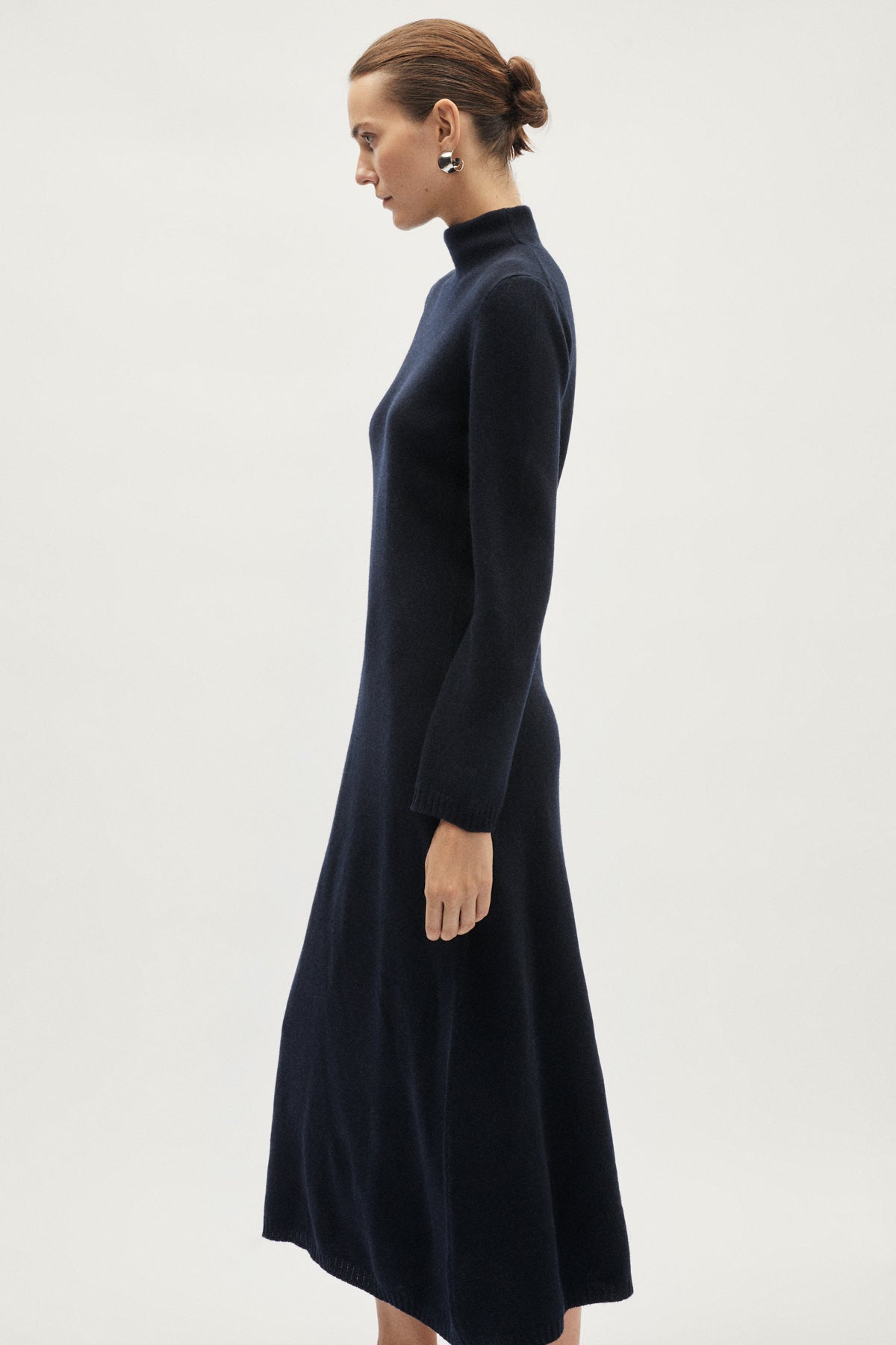 The Woolen Flared Dress - blue