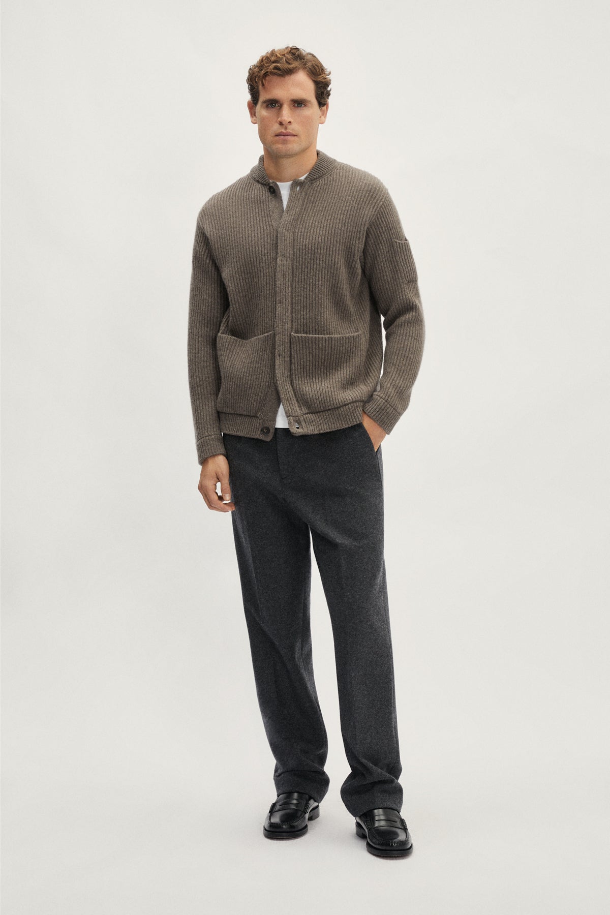 The Woolen Ribbed Bomber - taupe