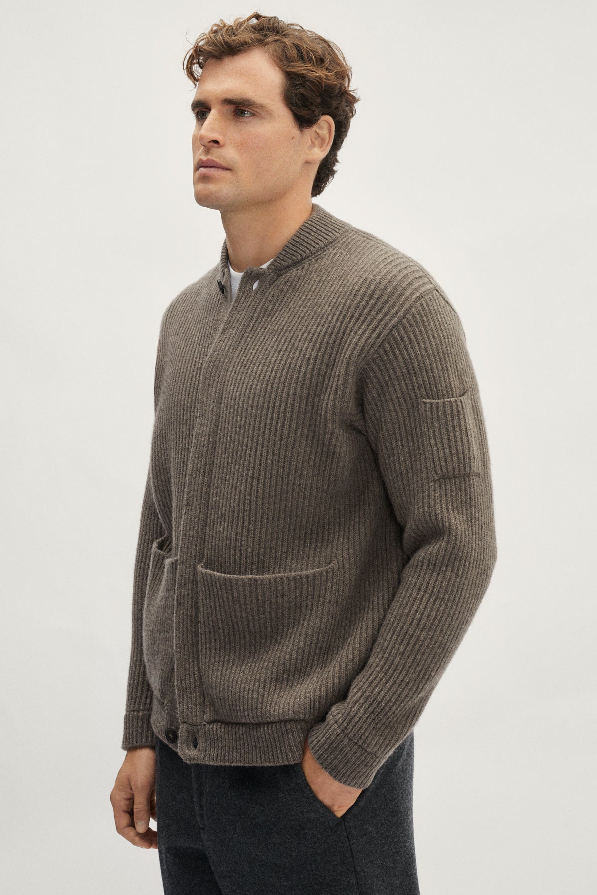 The Woolen Ribbed Bomber - taupe