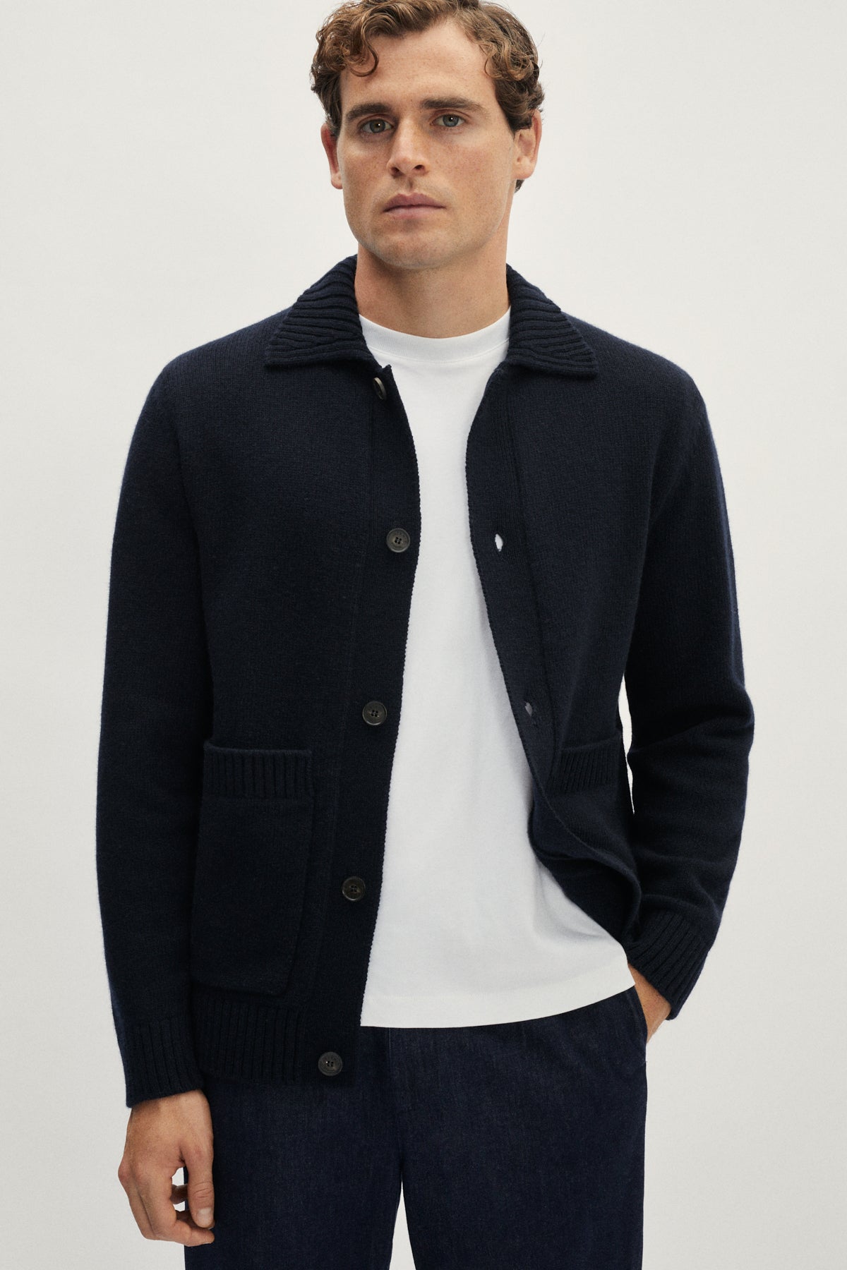 The Woolen Knit Jacket - Blue