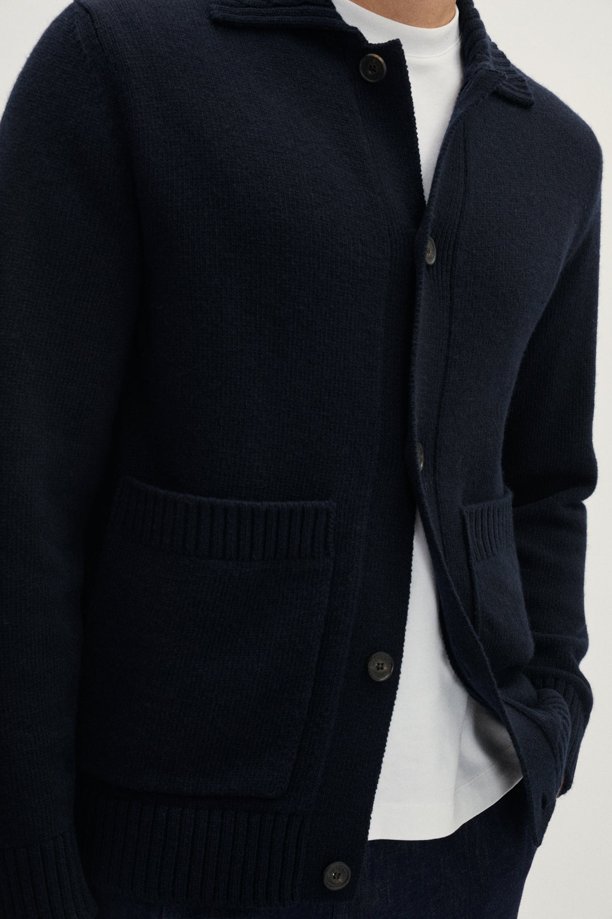 The Woolen Knit Jacket - Blue