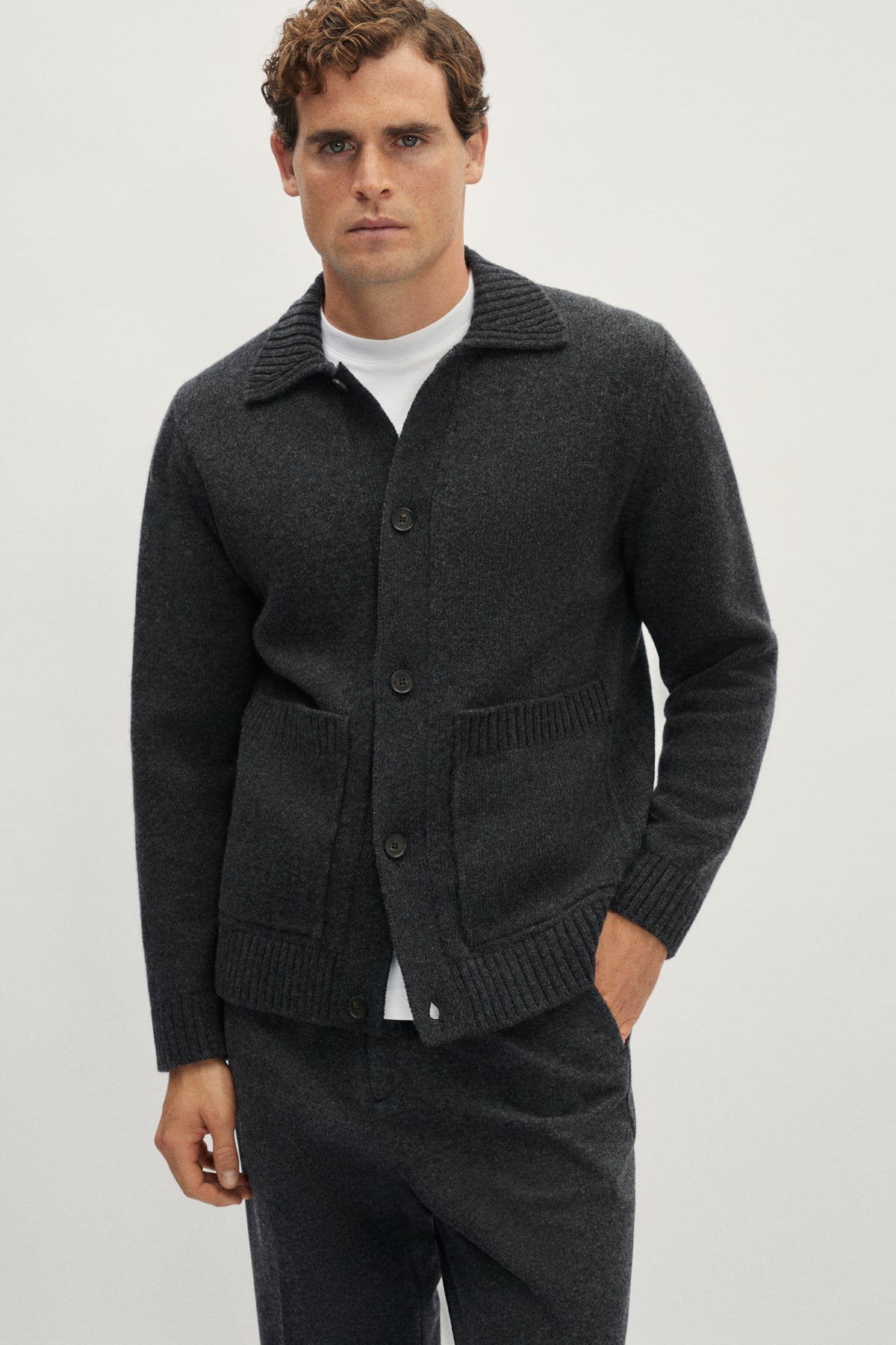 The Woolen Knit Jacket - Grey