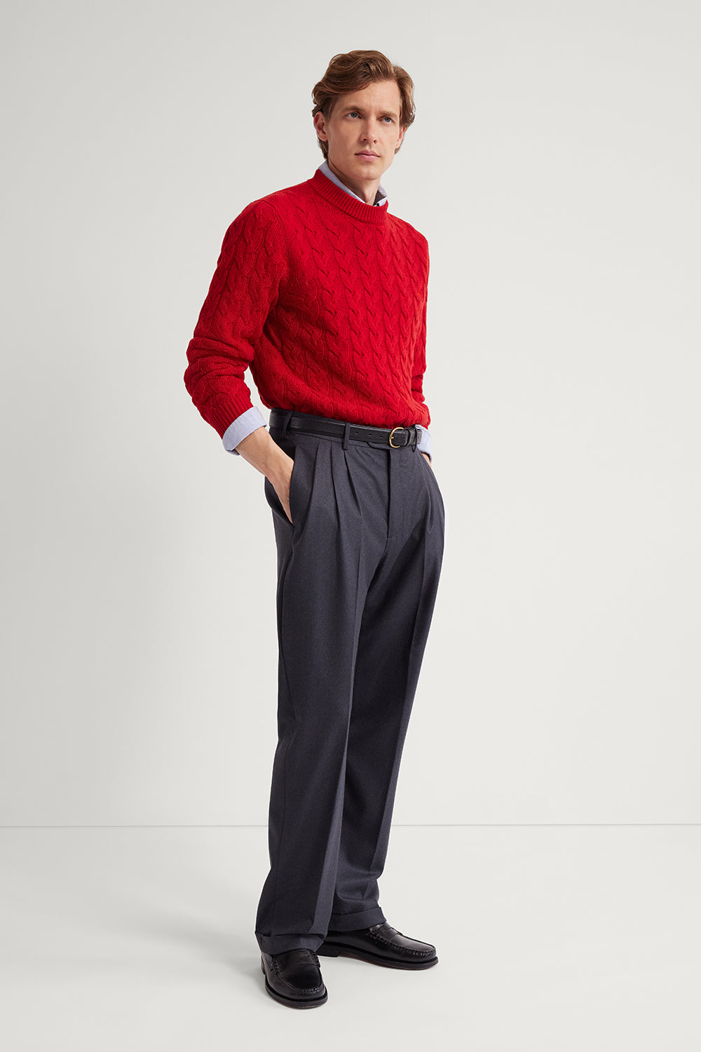 The Woolen Aran Sweater Red