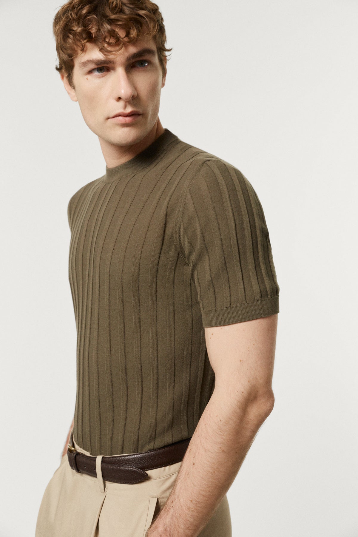 The Organic Cotton Light Ribbed T-shirt Kaki Green