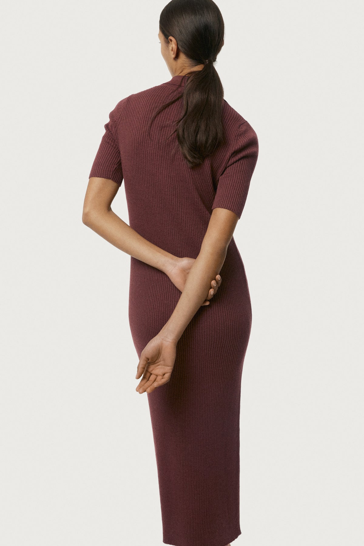 The Linen Cotton Polo Dress Mahogany