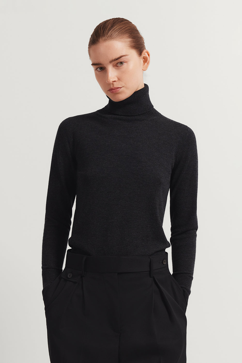 The Ultrasoft Wool Roll-Neck Anthracite Melange