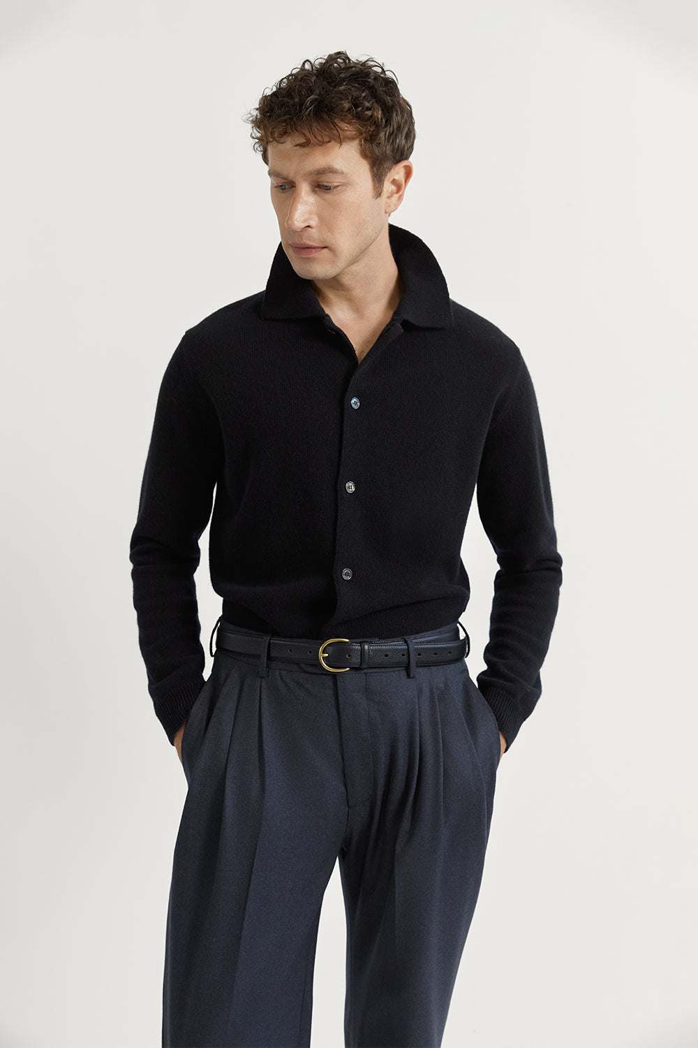 The Woolen Polo Shirt Black