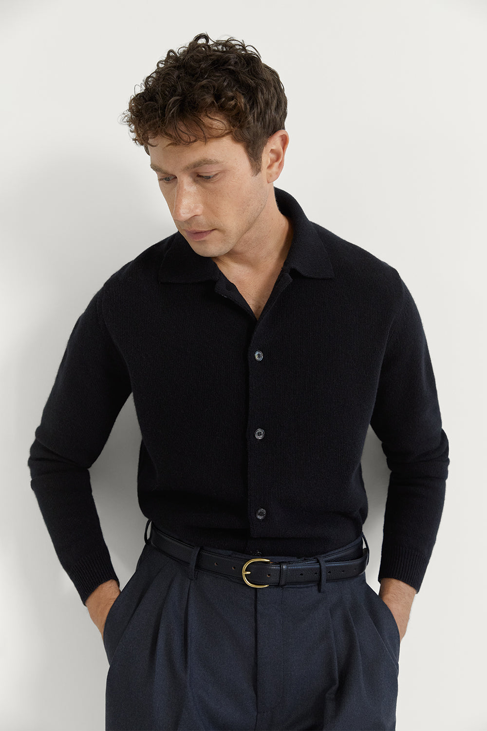 The Woolen Polo Shirt Black