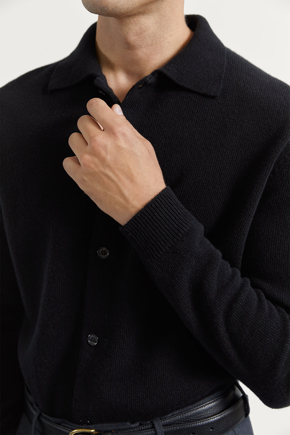 The Woolen Polo Shirt Black