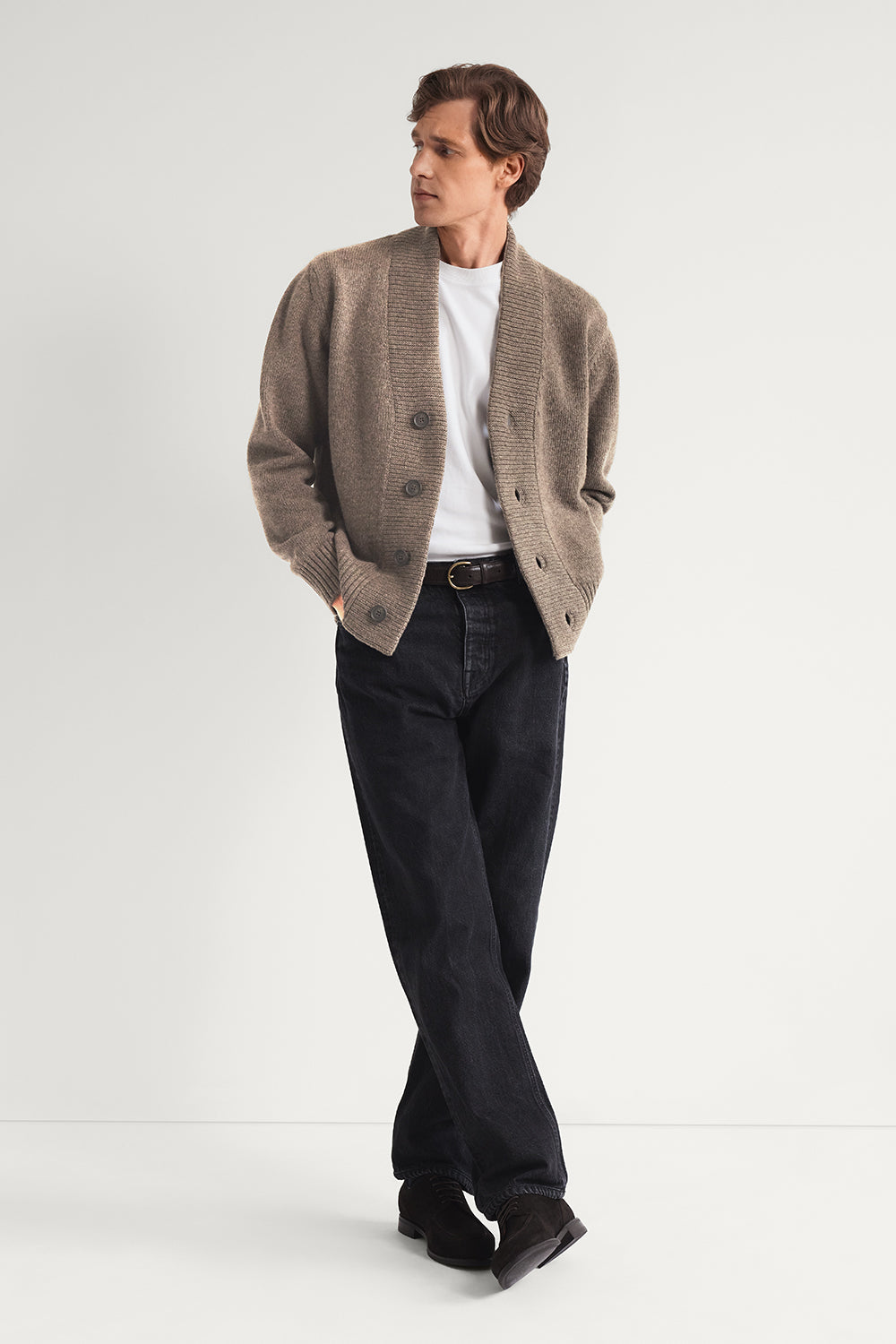 The Woolen Boxy Cardigan Taupe