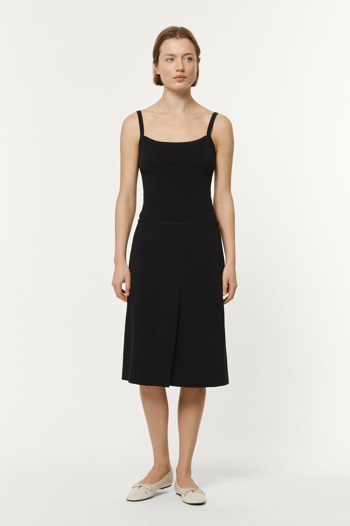 The Organic Cotton Spaghetti Tank Top Black