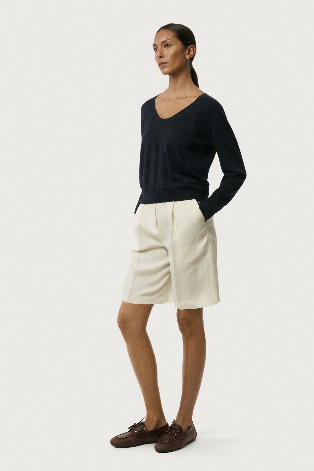 The Linen Cotton Lightweight Sweater Navy Blue