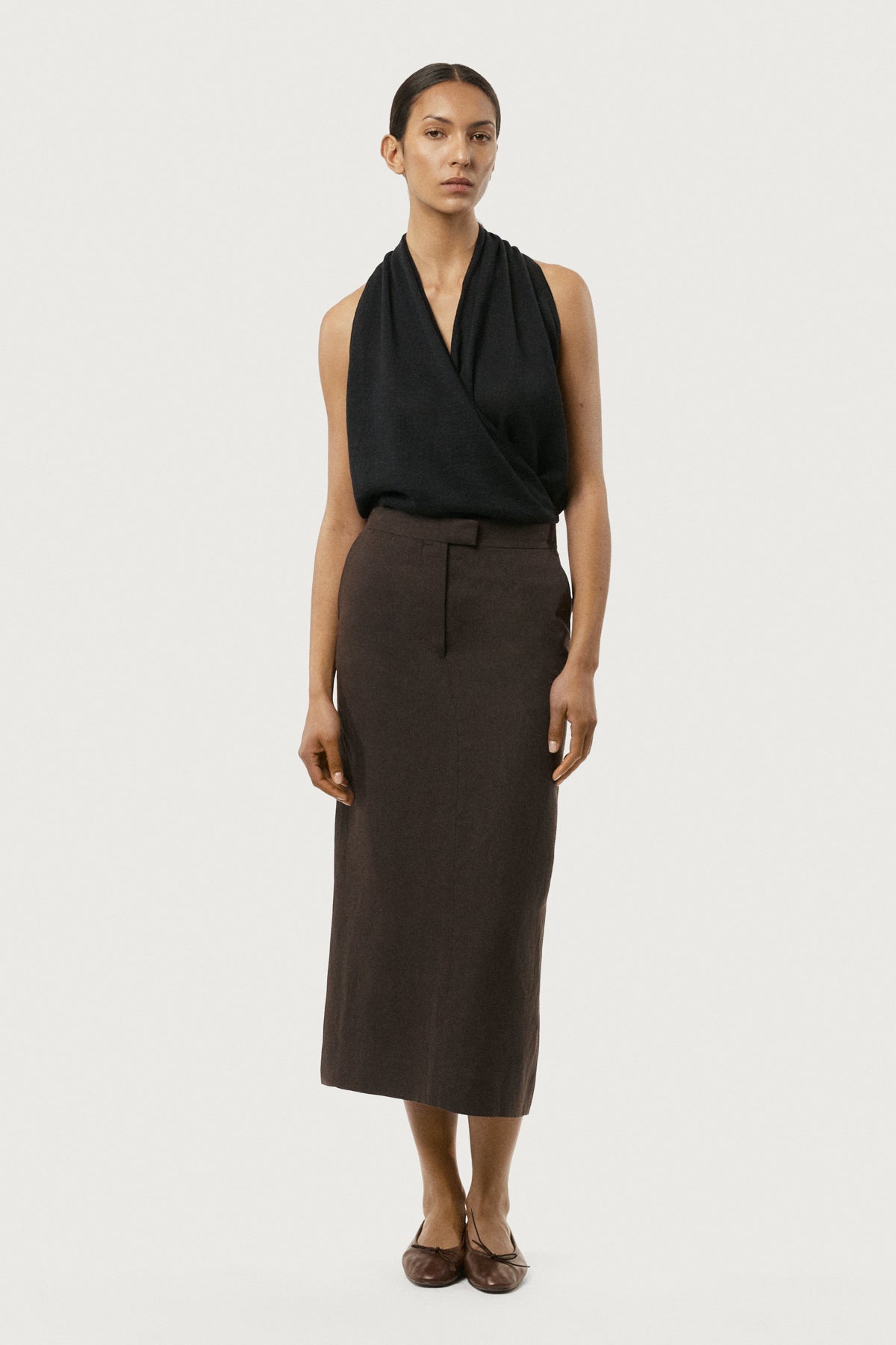 The Linen Twill Skirt brown