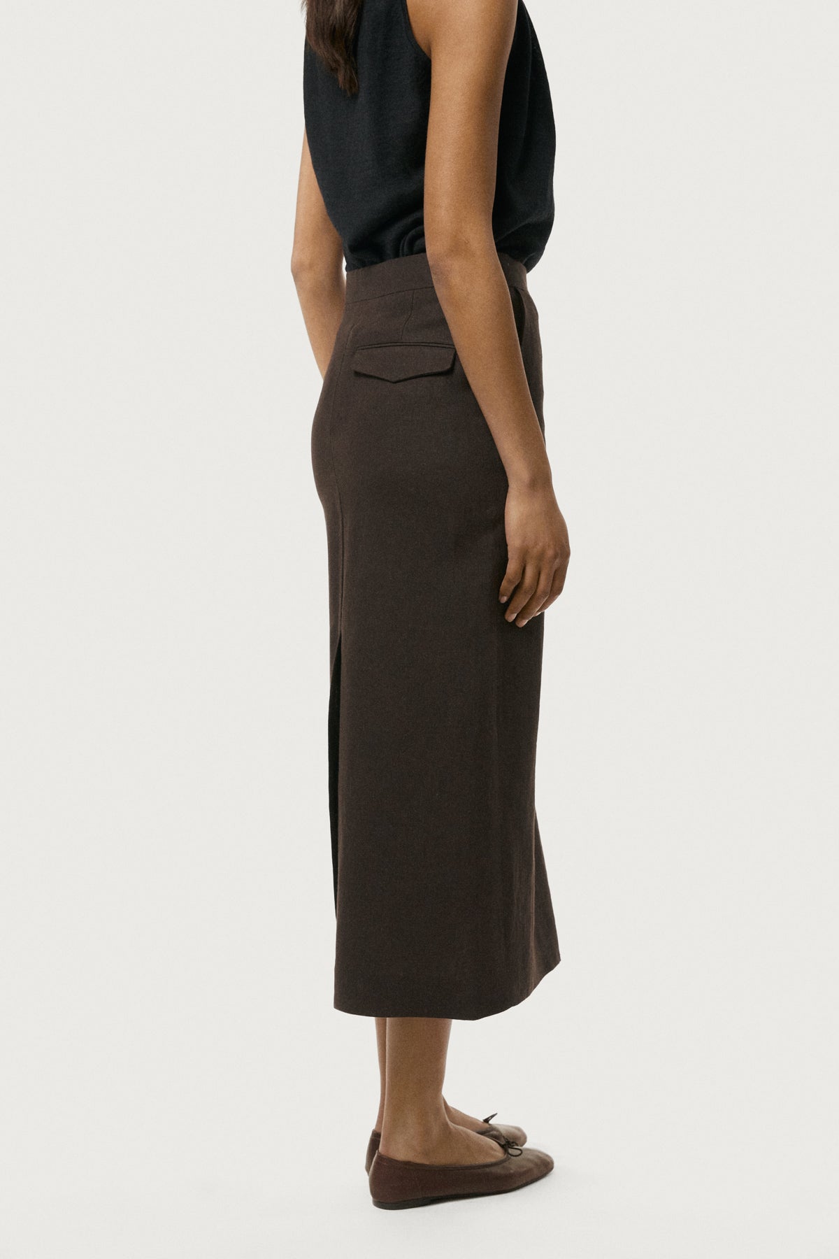 The Linen Twill Skirt brown