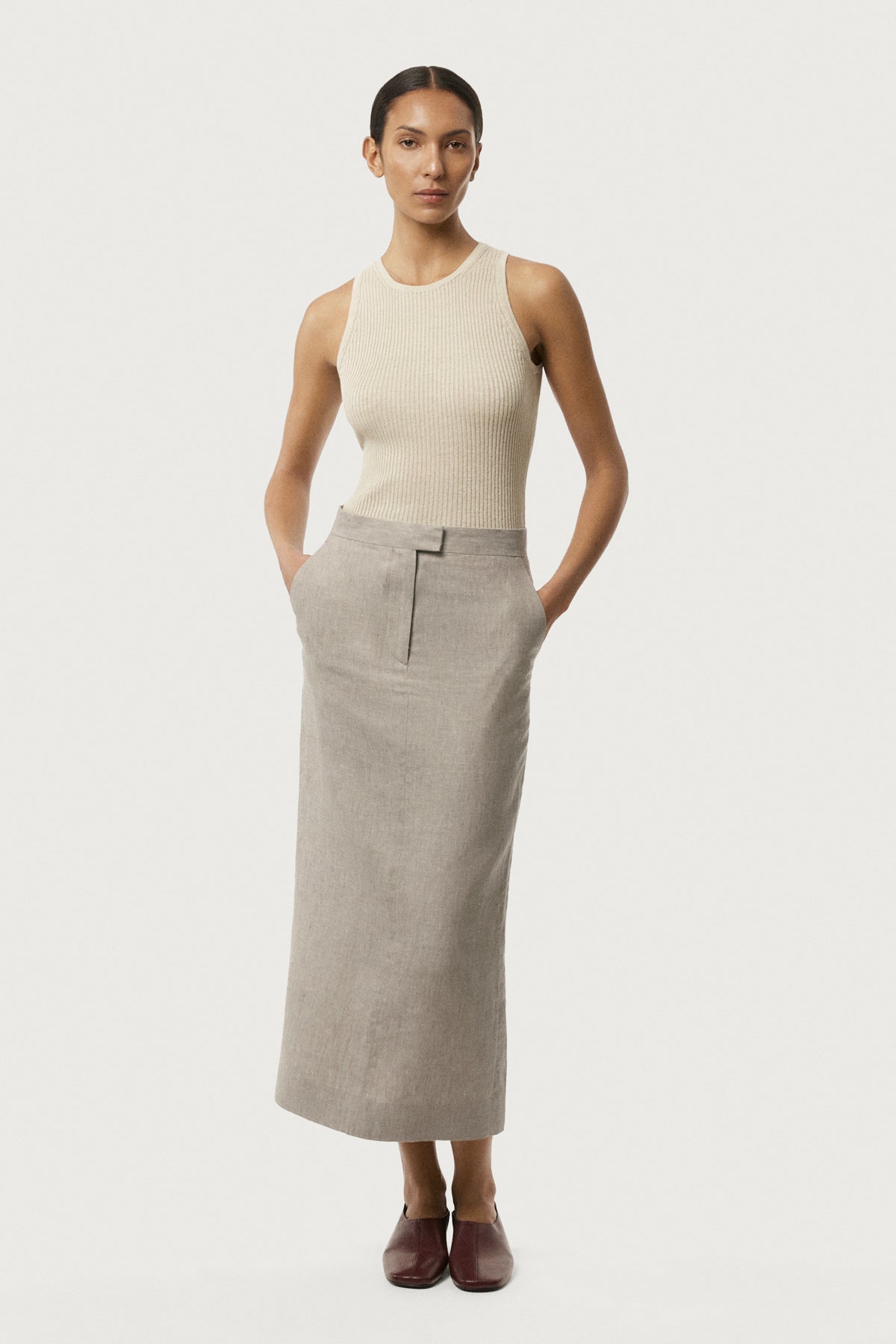 The Linen Twill Skirt beige