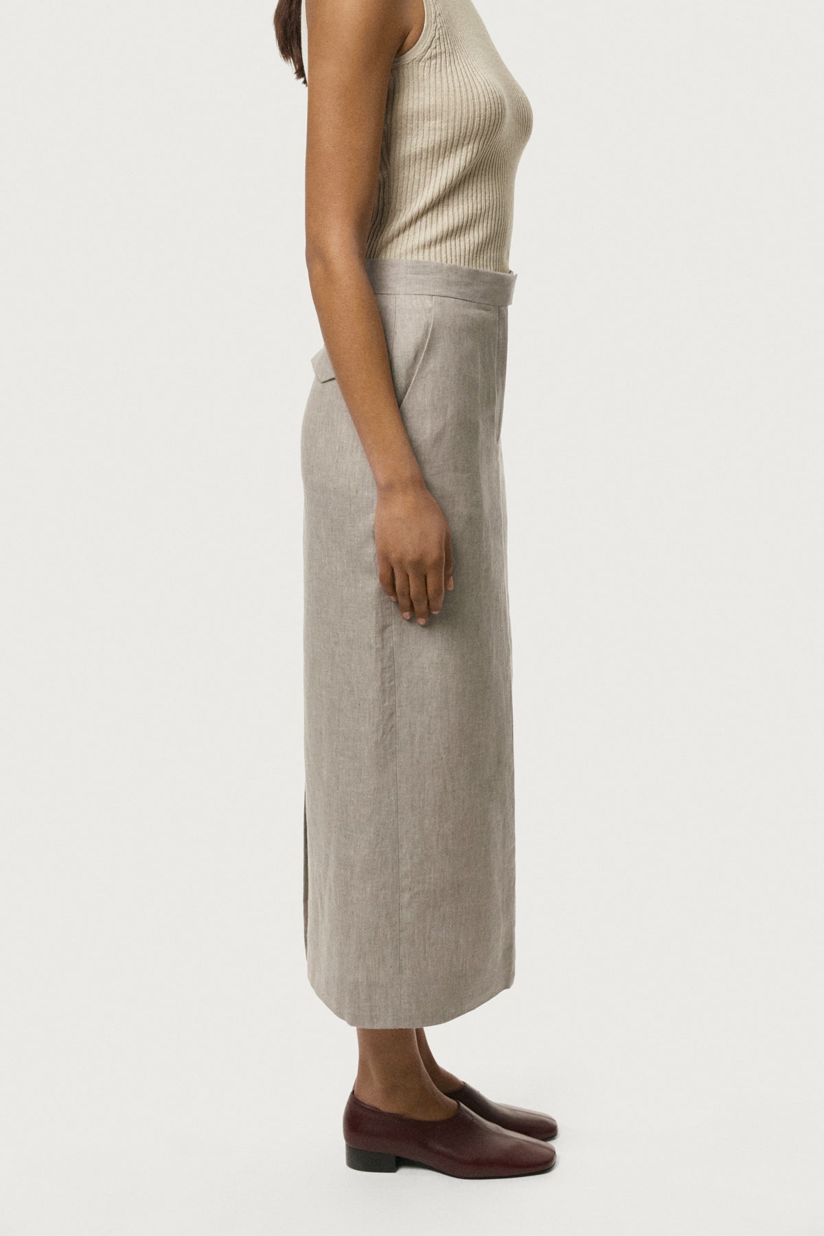 The Linen Twill Skirt beige