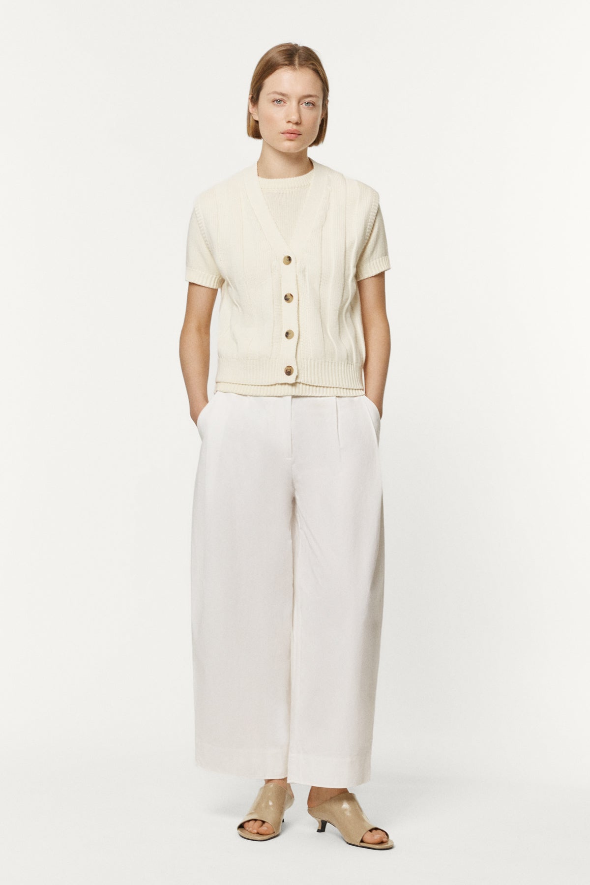 The Organic Cotton Flat Rib Tricot Vest Milk White