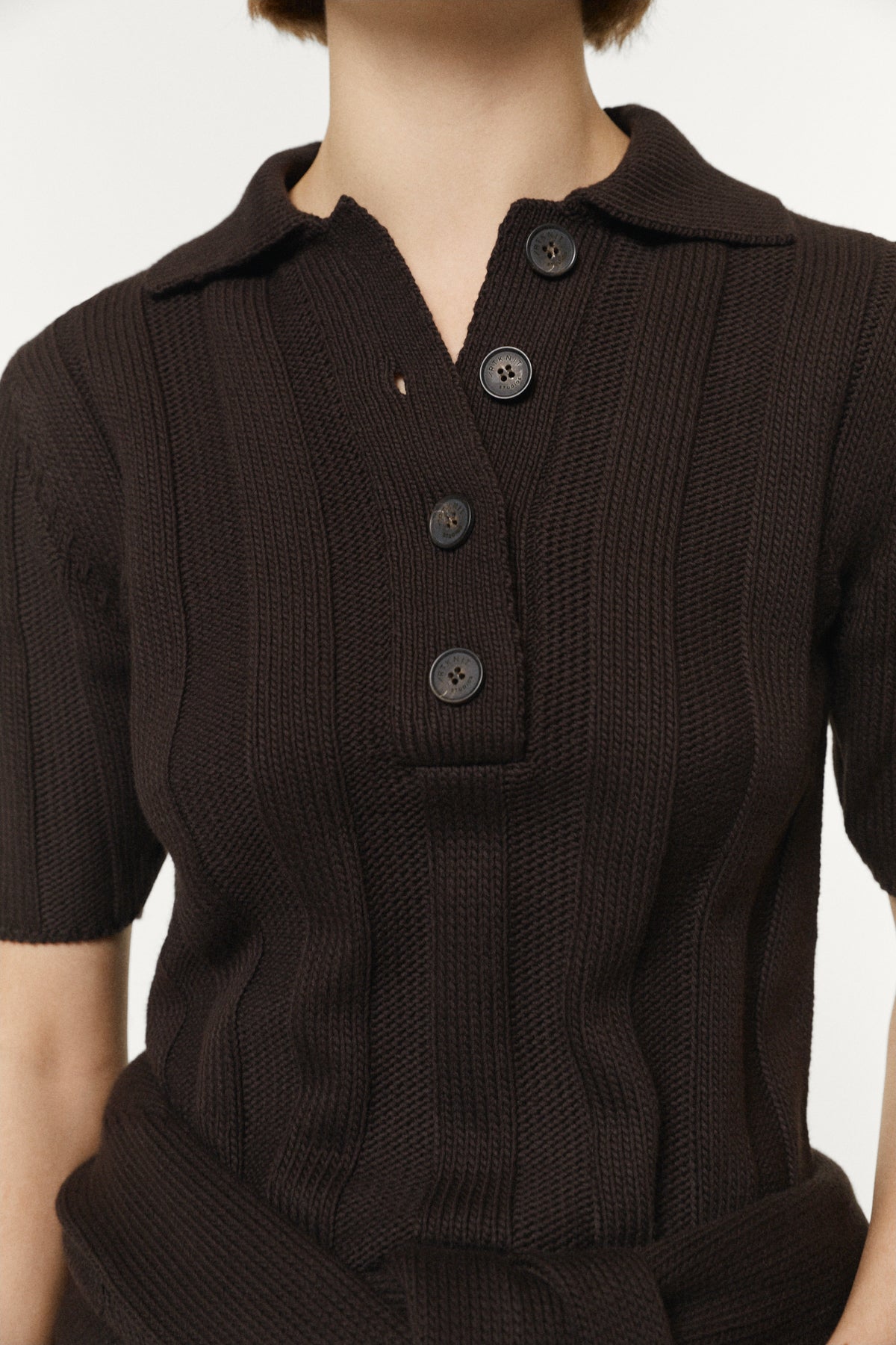 The Organic Cotton Flat Rib Tricot Polo brown