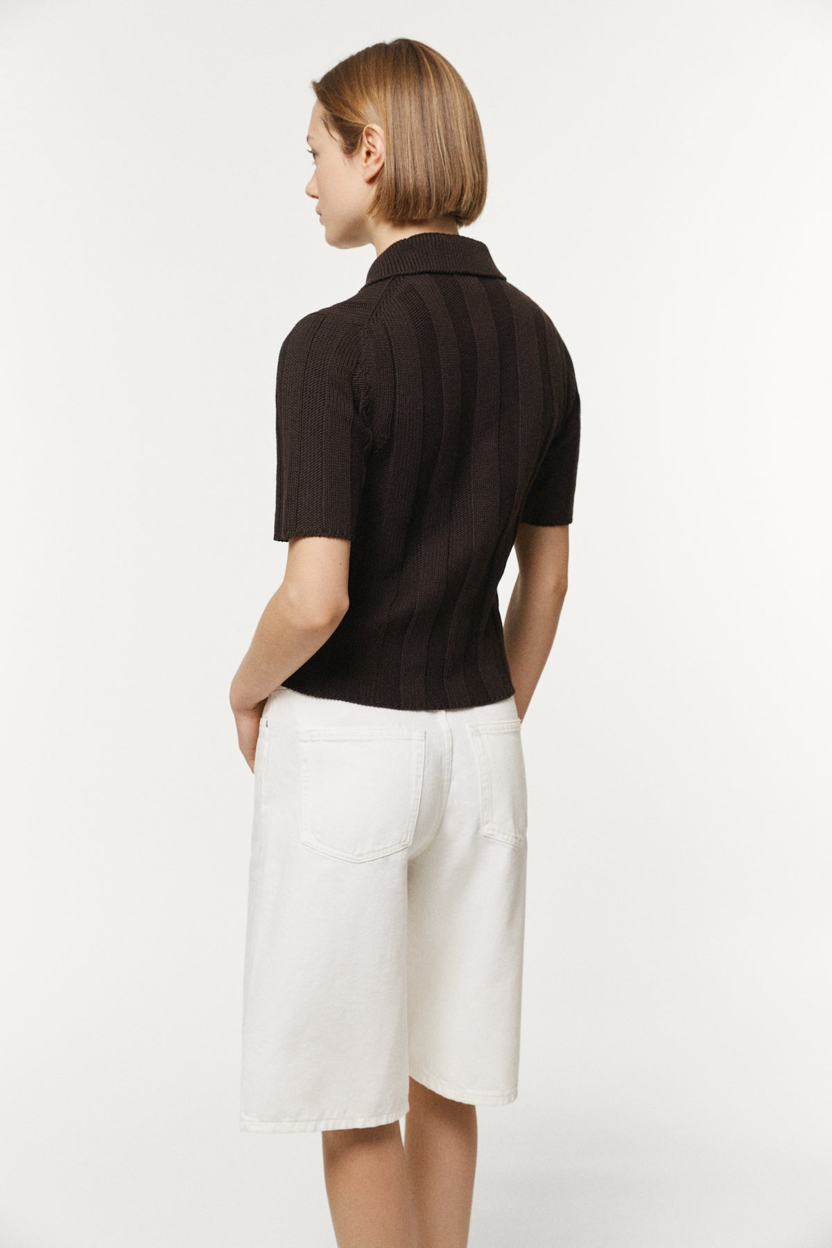 The Organic Cotton Flat Rib Tricot Polo brown