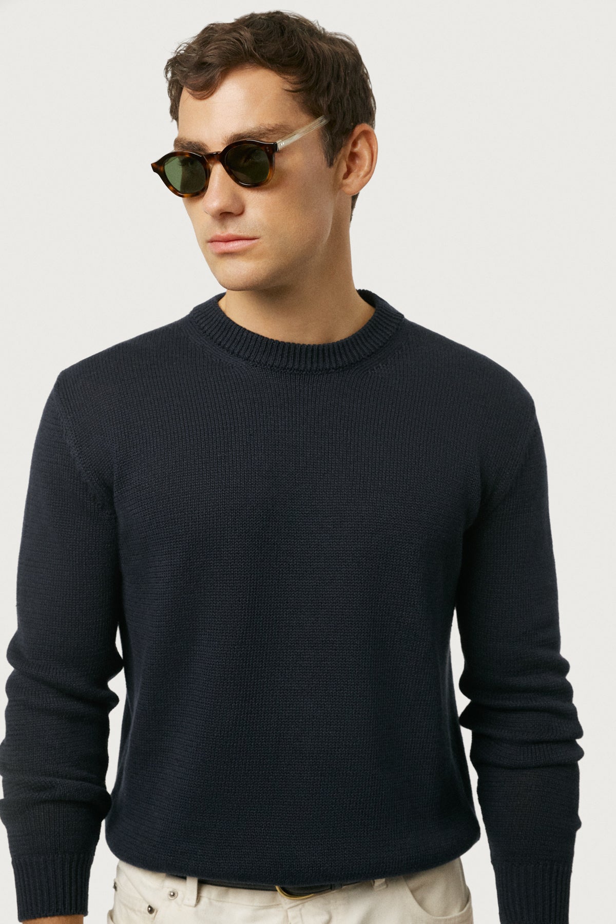 The Linen Cotton Crewneck Navy Blue