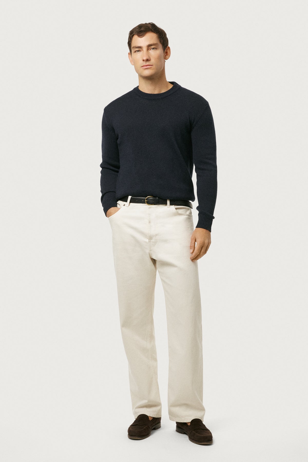 The Linen Cotton Crewneck Navy Blue