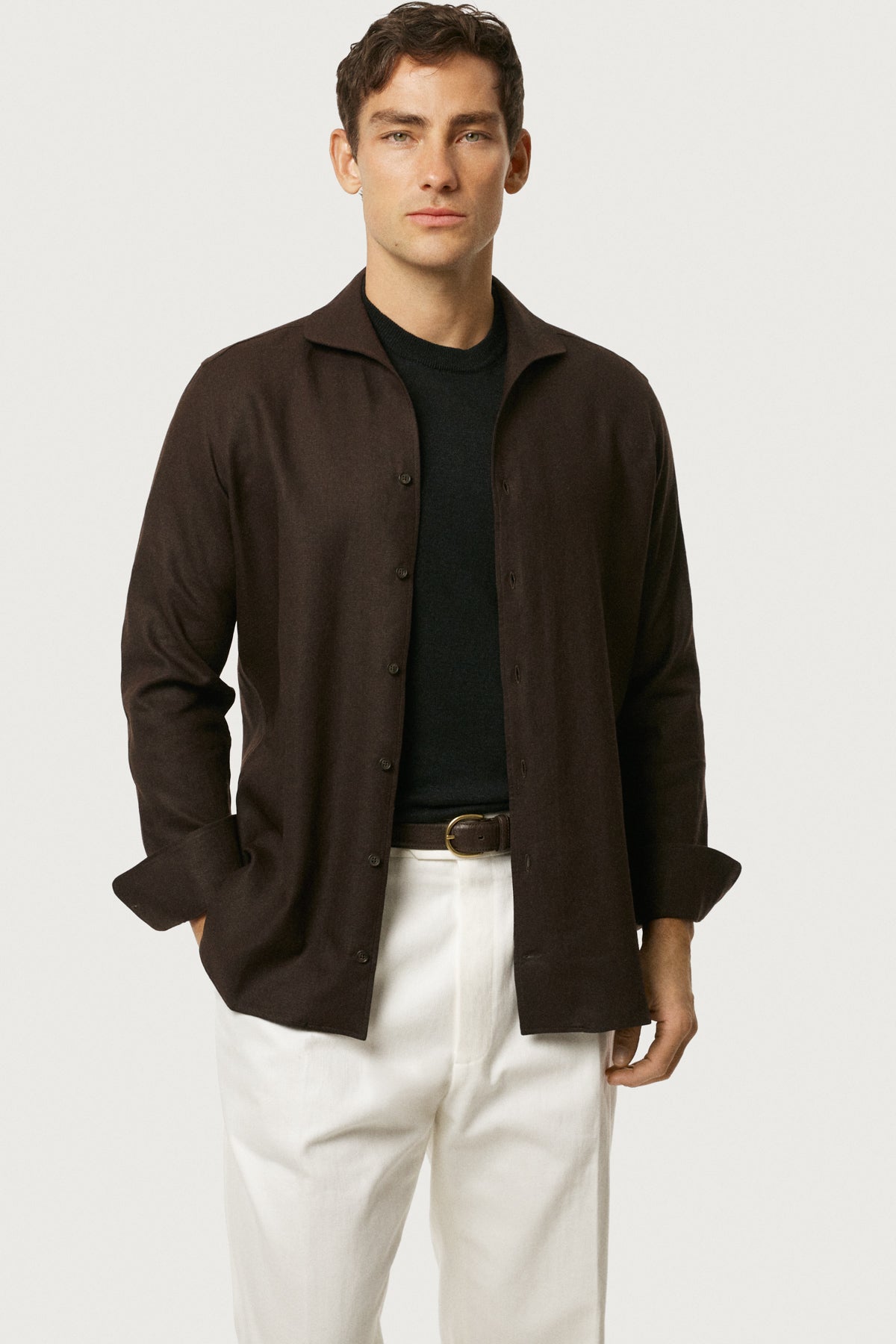 The Pure Linen Resort Shirt Cafe Noir