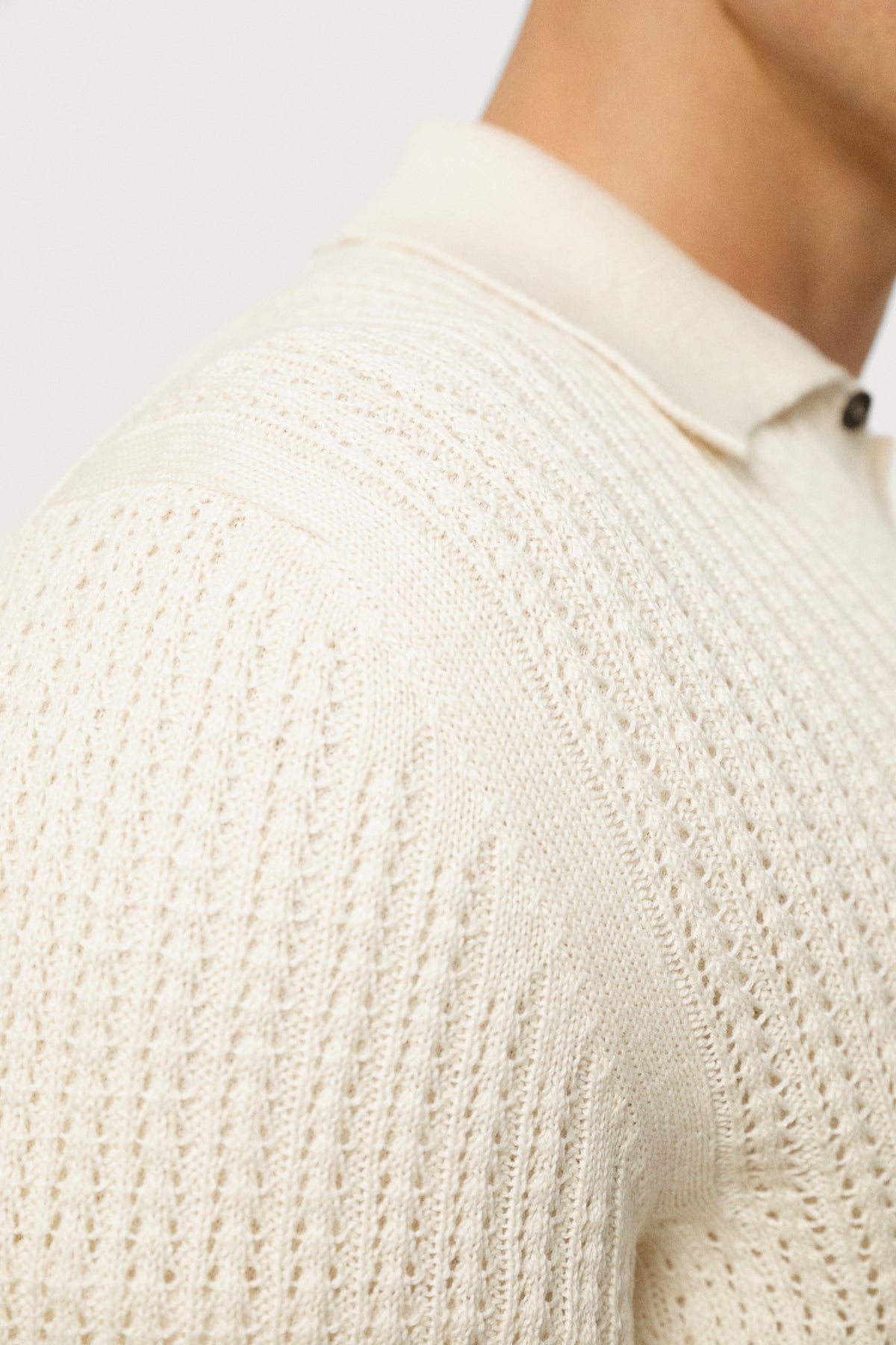 The Linen Cotton Garter Stitch Shirt Milk White