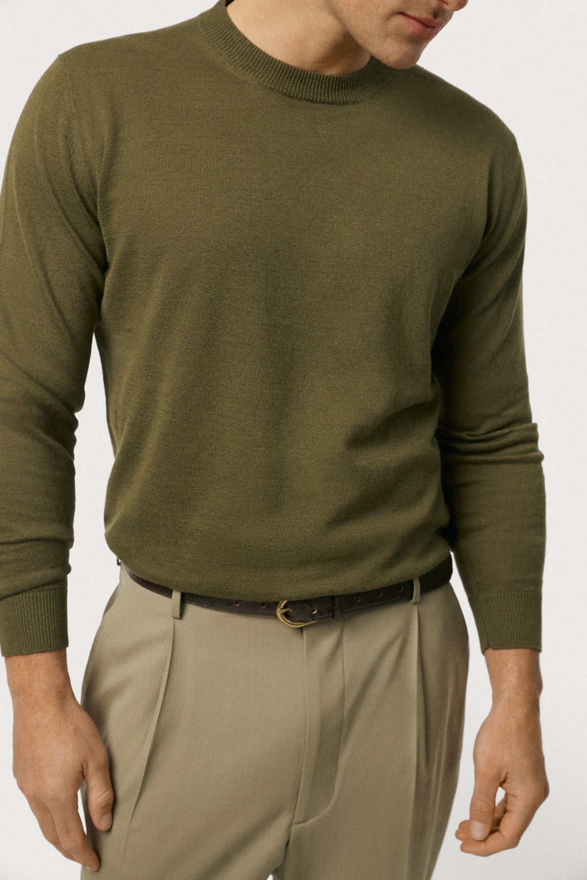 The Linen Cotton Knit Sweater Olive Green