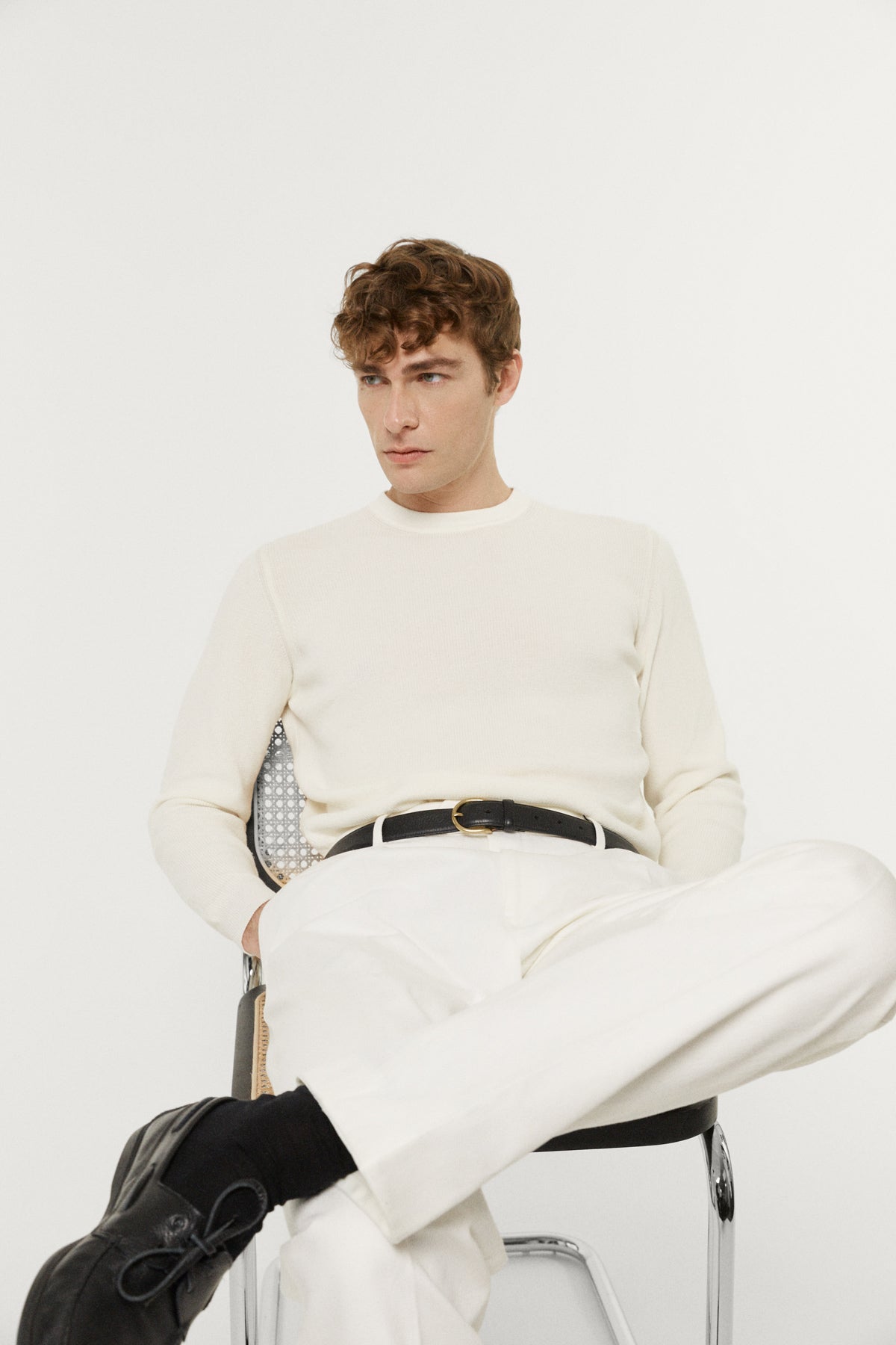 The Organic Cotton Ribbed Sweater white