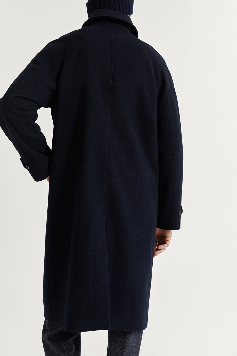 The Tailored Long Wool Coat Dark Blue