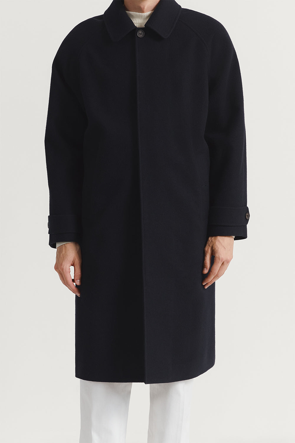 The Tailored Long Wool Coat Dark Blue