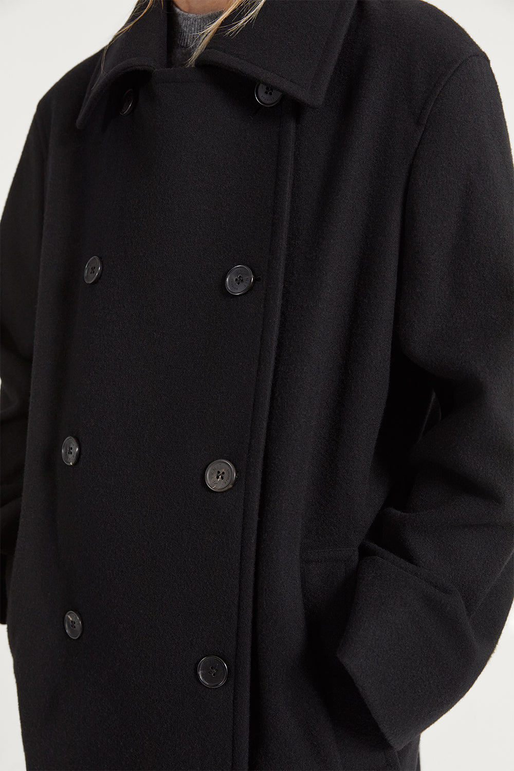 The Double-Breasted Wool Coat Black