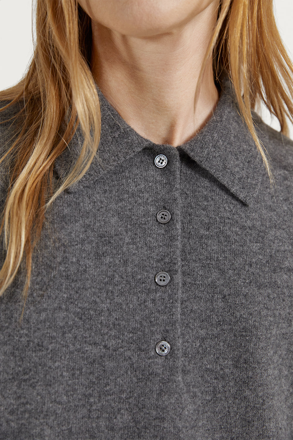 The Lightweight Woolen Polo Light Grey Melange
