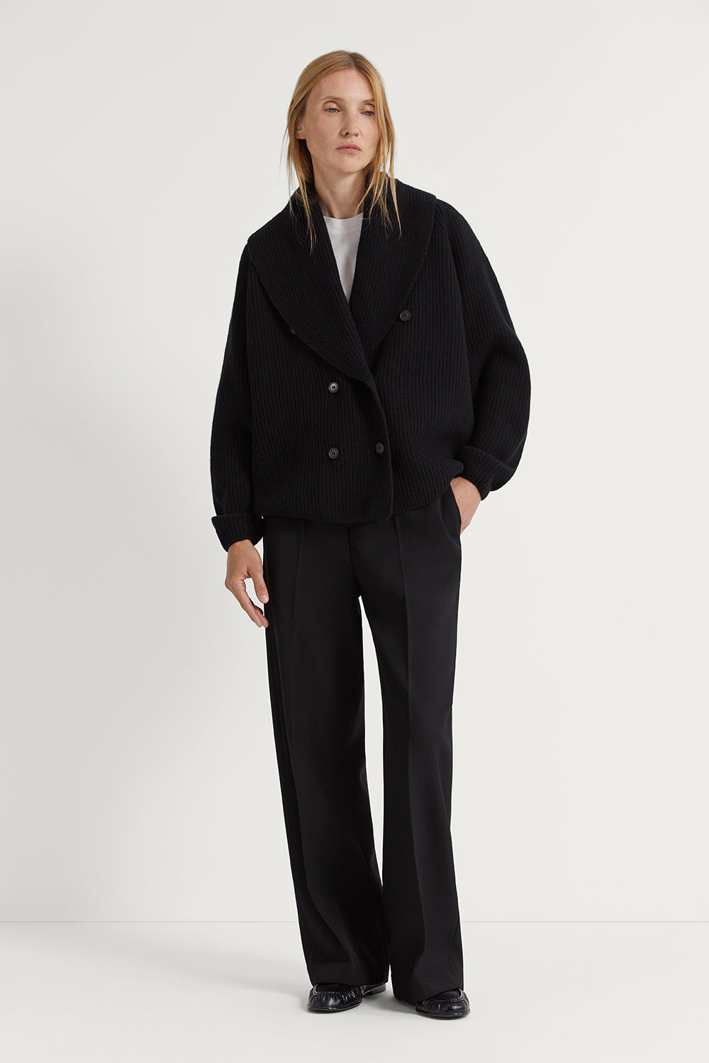 The Double-Breasted Woolen Jacket Black