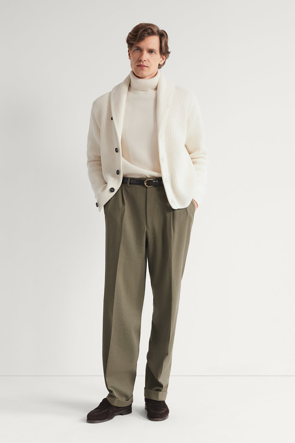 The Woolen Shawl Cardigan Wool White
